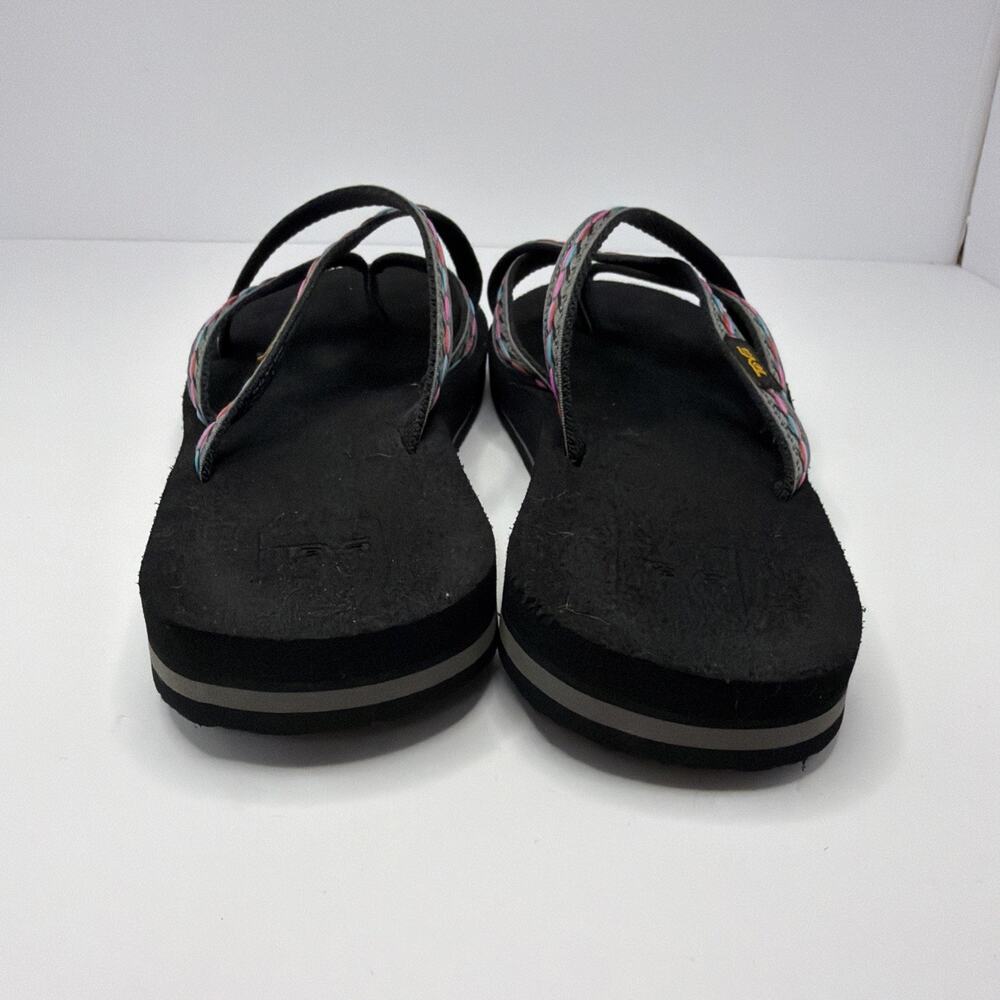 Teva Sandals Womens 9 Olowahu Casual Slip On Flip Flops Flats 6840 Black Fabric - Picture 4 of 9
